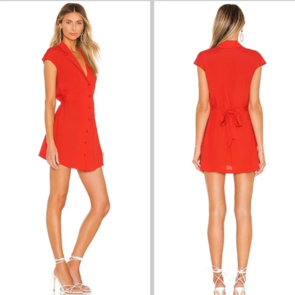 Superdown Red Button Down Collared Dress - image 1